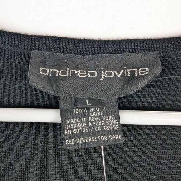 Andrea Jovine Sleeveless Button Up Sweater Dress Black Wool NEW VINTAGE Large - Picture 3 of 6